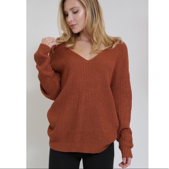 ❤️Open Back Twist Off the Shoulder Sweater - Picture 2 of 3